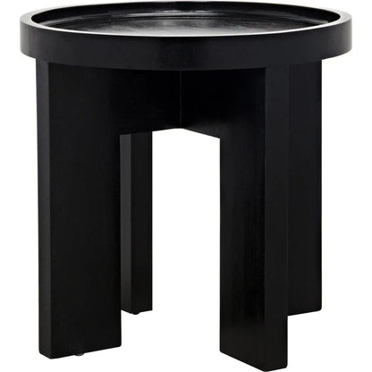 Gavin Wood Black Round Side Table