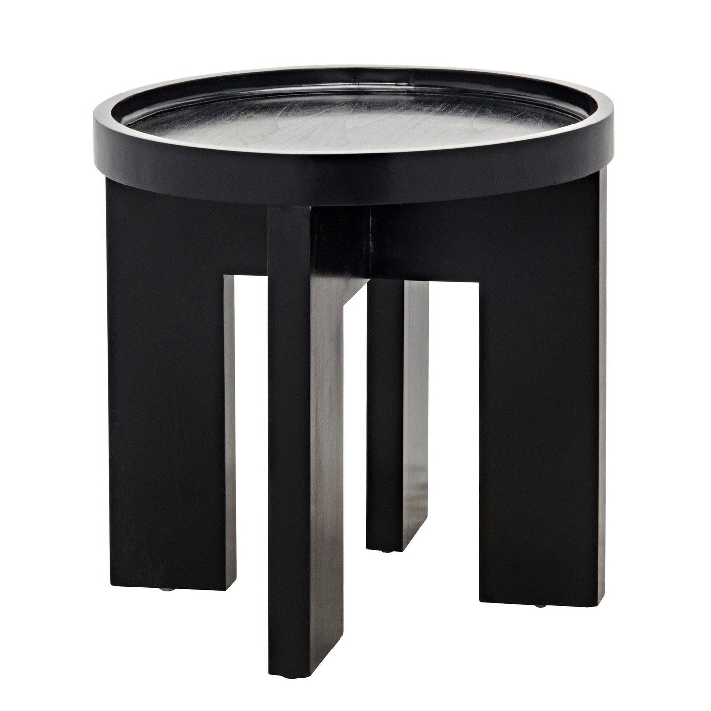 Gavin Wood Black Round Side Table-Side Tables-Noir-Sideboards and Things