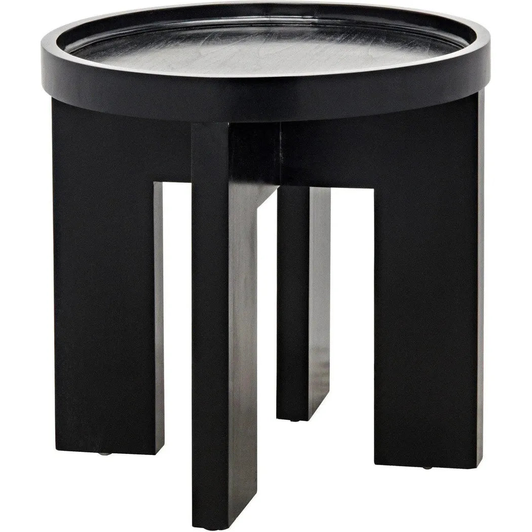 Gavin Wood Black Round Side Table
