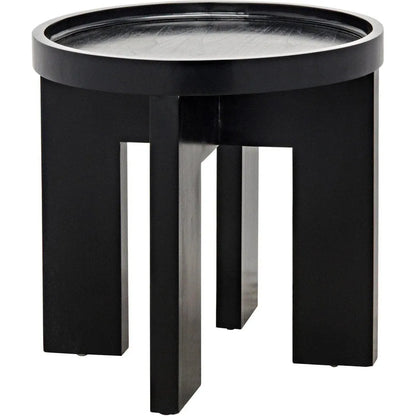 Gavin Wood Black Round Side Table