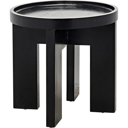Noir Gavin Wood Black Round Side Table