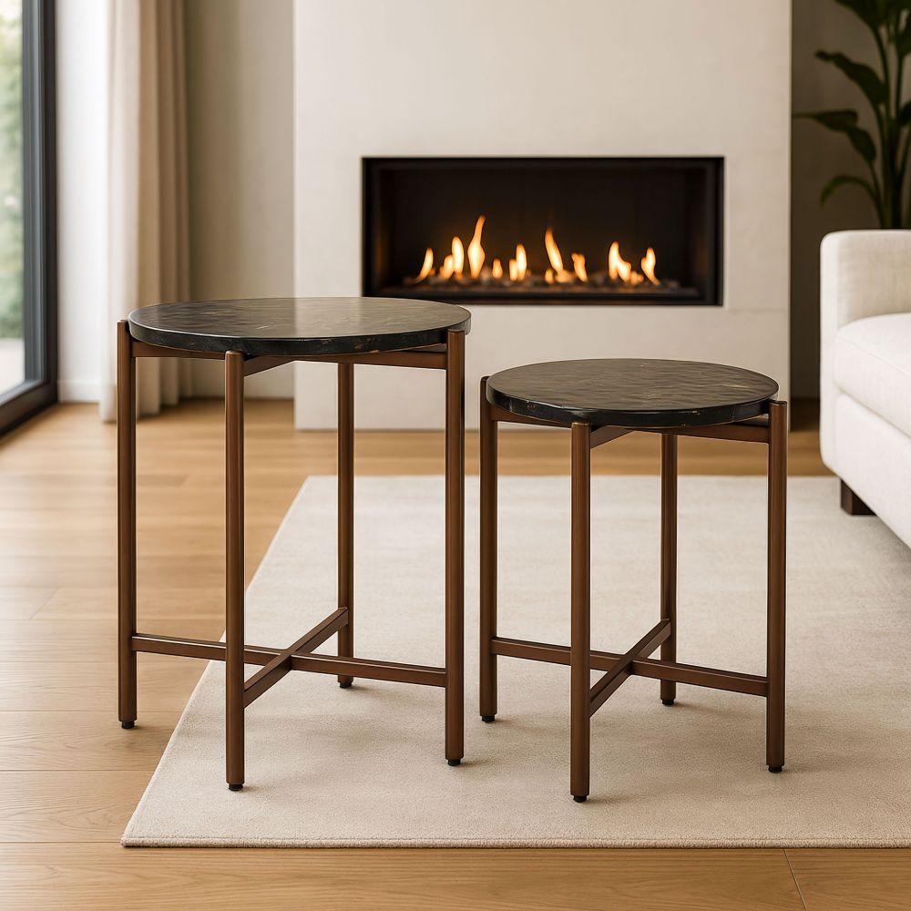 Zuo Modern Gema Iron Frame Round Coffee Table 2PC
