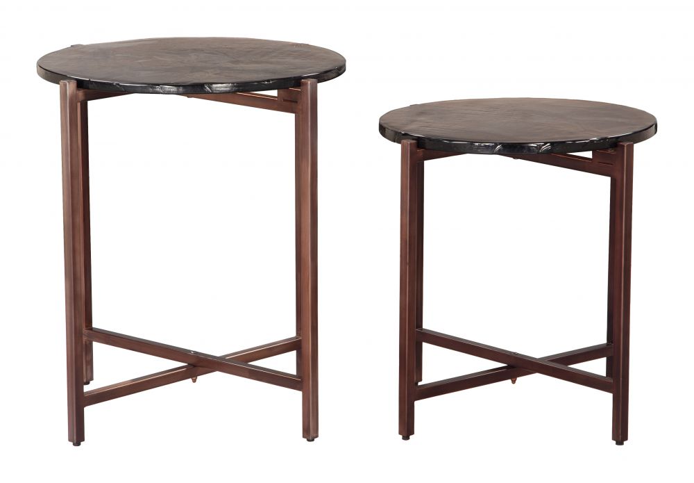 Zuo Modern Gema Iron Frame Round Coffee Table 2PC
