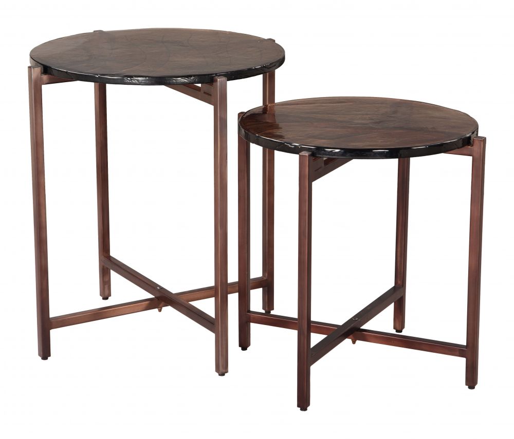 Zuo Modern Gema Iron Frame Round Coffee Table 2PC