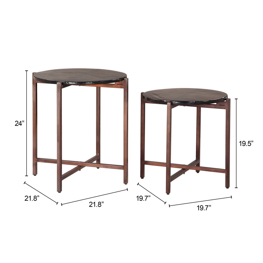Zuo Modern Gema Iron Frame Round Coffee Table 2PC