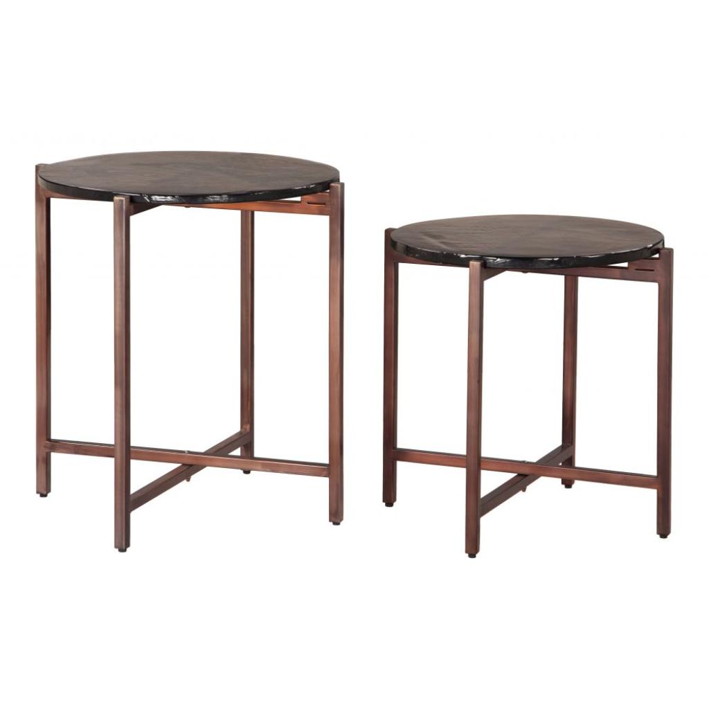 Zuo Modern Gema Iron Frame Round Coffee Table 2PC