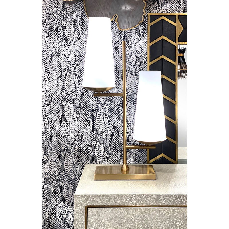 Wildwood Geminate White Frosted Glass Table Lamp