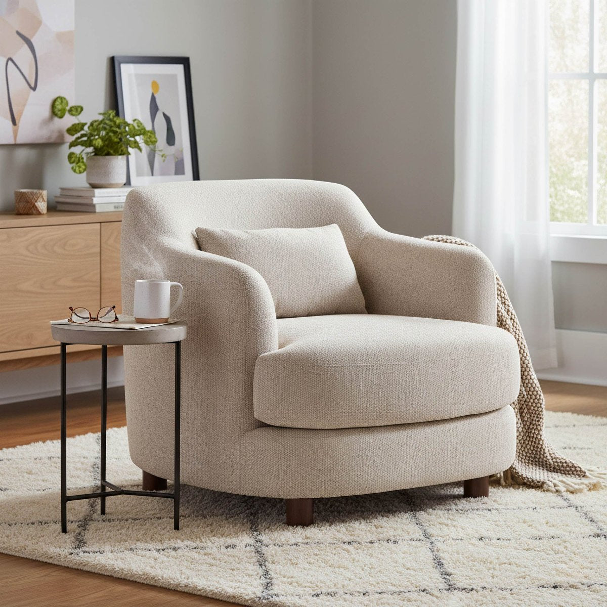 LH Home Generation Beige Fabric Club Chair