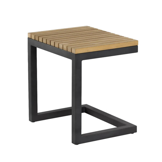 Geneve Aluminum Based Wooden Outdoor C-Shaped End Table