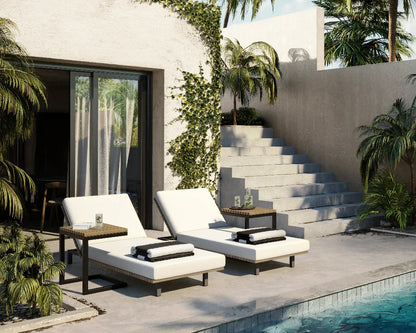 Geneve Aluminum Outdoor C-Shaped End Table