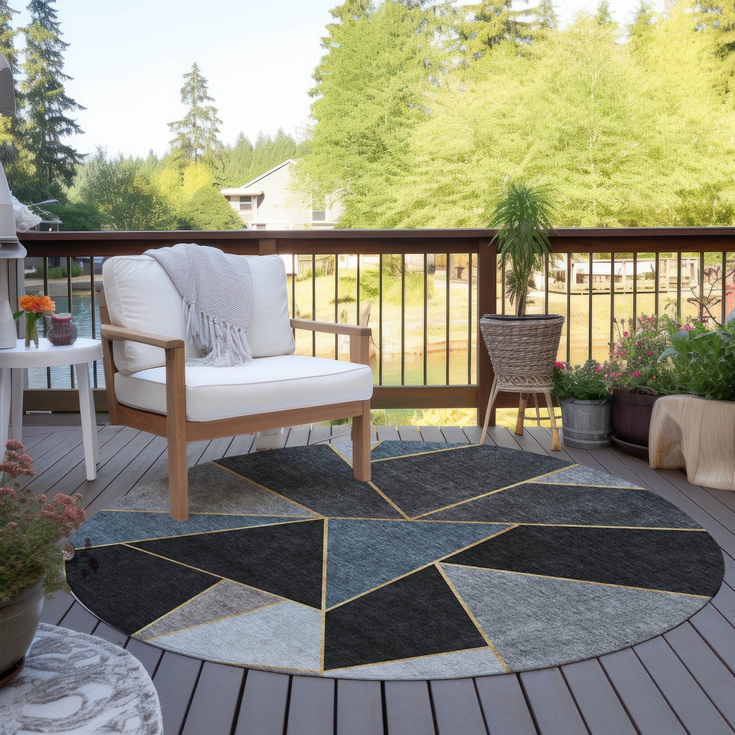 Addison Rugs Gentle Waves Blue Washable Indoor-Outdoor Rug