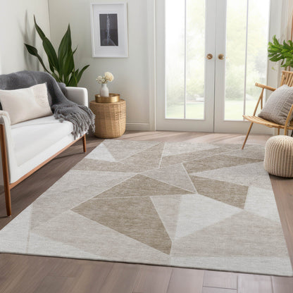 Addison Rugs Gentle Waves Taupe Washable Indoor-Outdoor Rug