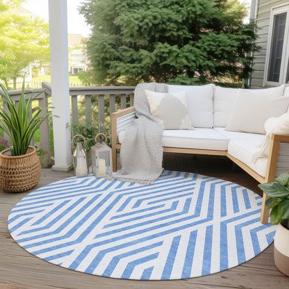 Addison Rugs Geometric Blue Washable Indoor-Outdoor Rug