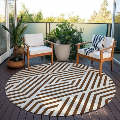 Addison Rugs Geometric Brown Washable Indoor-Outdoor Rug