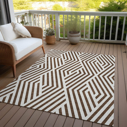Addison Rugs Geometric Brown Washable Indoor-Outdoor Rug