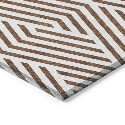 Addison Rugs Geometric Brown Washable Indoor-Outdoor Rug