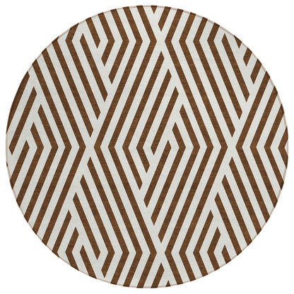 Addison Rugs Geometric Brown Washable Indoor-Outdoor Rug