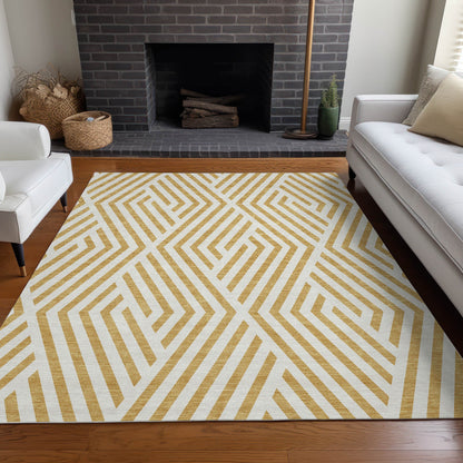 Addison Rugs Geometric Gold Washable Indoor-Outdoor Rug