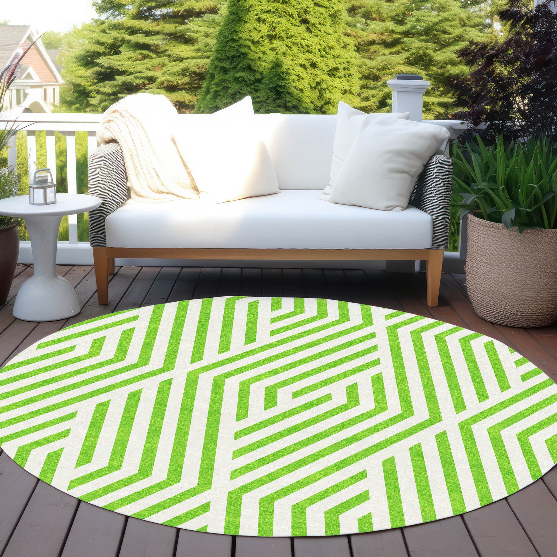 Addison Rugs Geometric Green Washable Indoor-Outdoor Rug