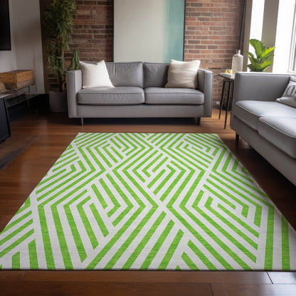 Addison Rugs Geometric Green Washable Indoor-Outdoor Rug