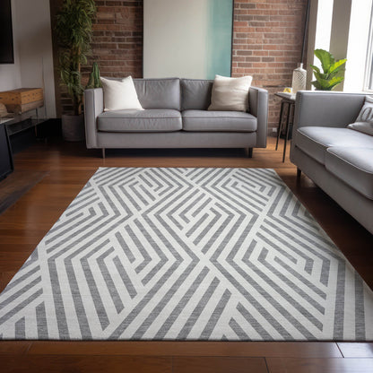 Addison Rugs Geometric Grey Washable Indoor-Outdoor Rug