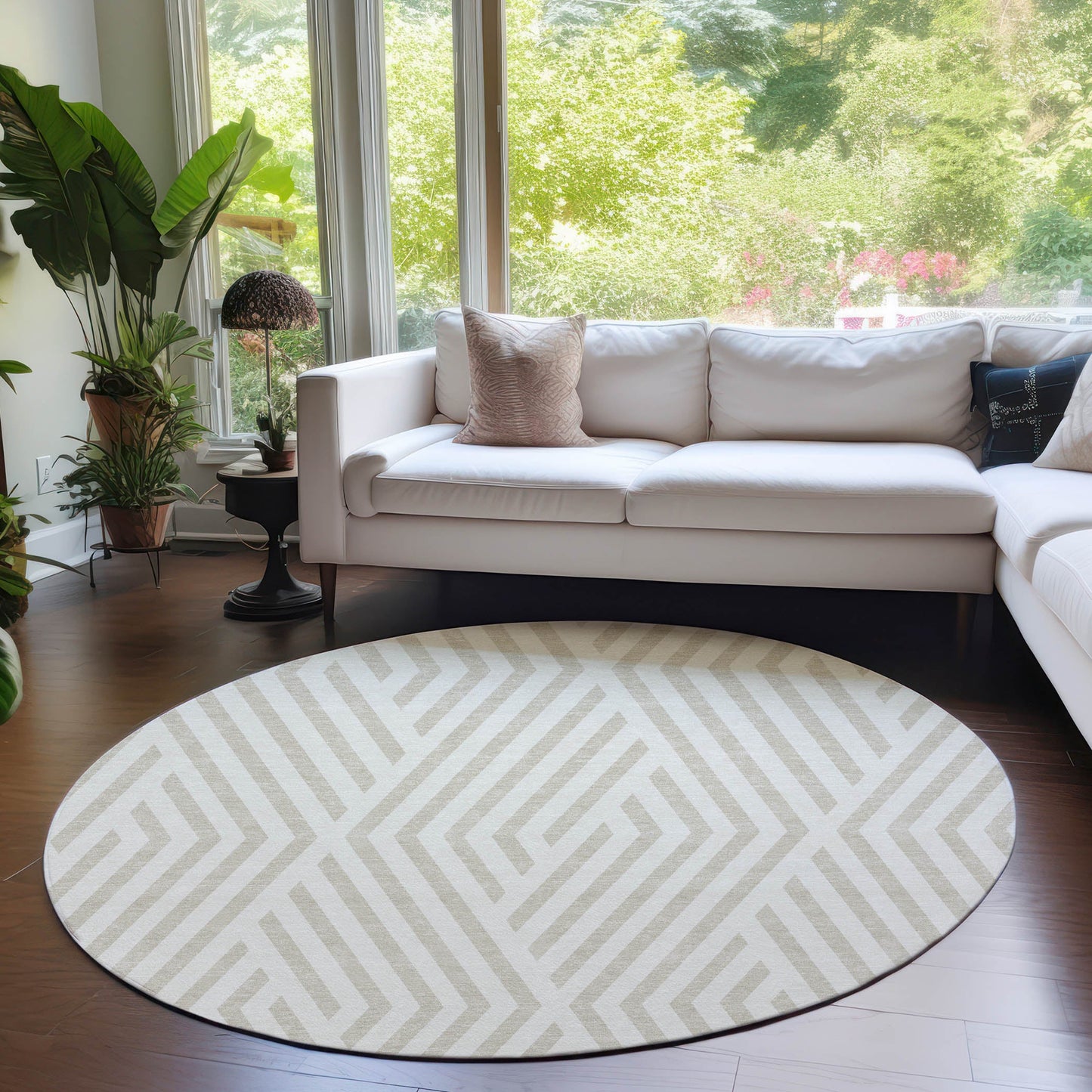Addison Rugs Geometric Ivory Washable Indoor-Outdoor Rug