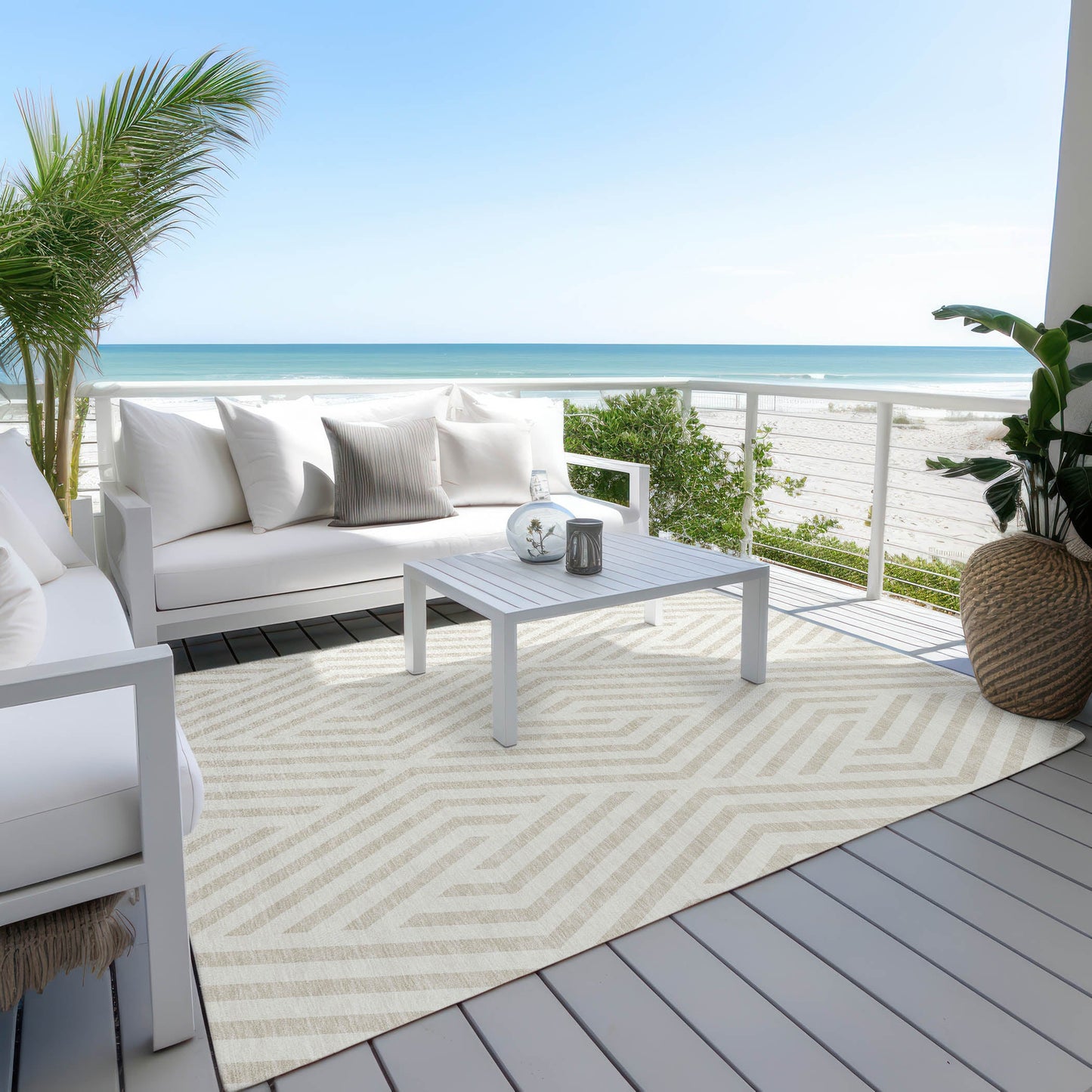 Addison Rugs Geometric Ivory Washable Indoor-Outdoor Rug