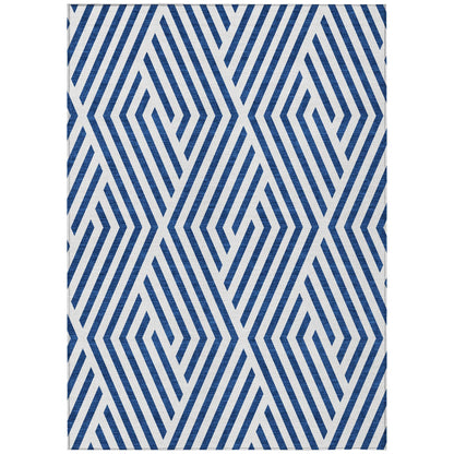 Addison Rugs Geometric Navy Washable Indoor-Outdoor Rug