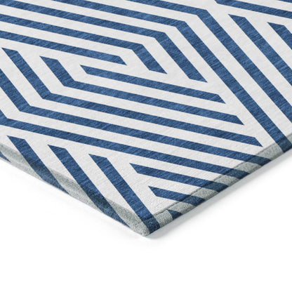 Addison Rugs Geometric Navy Washable Indoor-Outdoor Rug