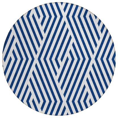 Addison Rugs Geometric Navy Washable Indoor-Outdoor Rug