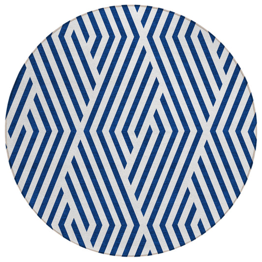 Addison Rugs Geometric Navy Washable Indoor-Outdoor Rug