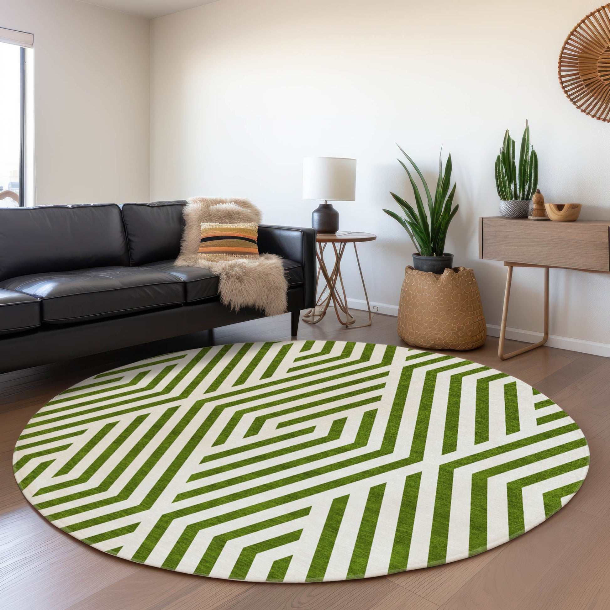Addison Rugs Geometric Olive Washable Indoor-Outdoor Rug