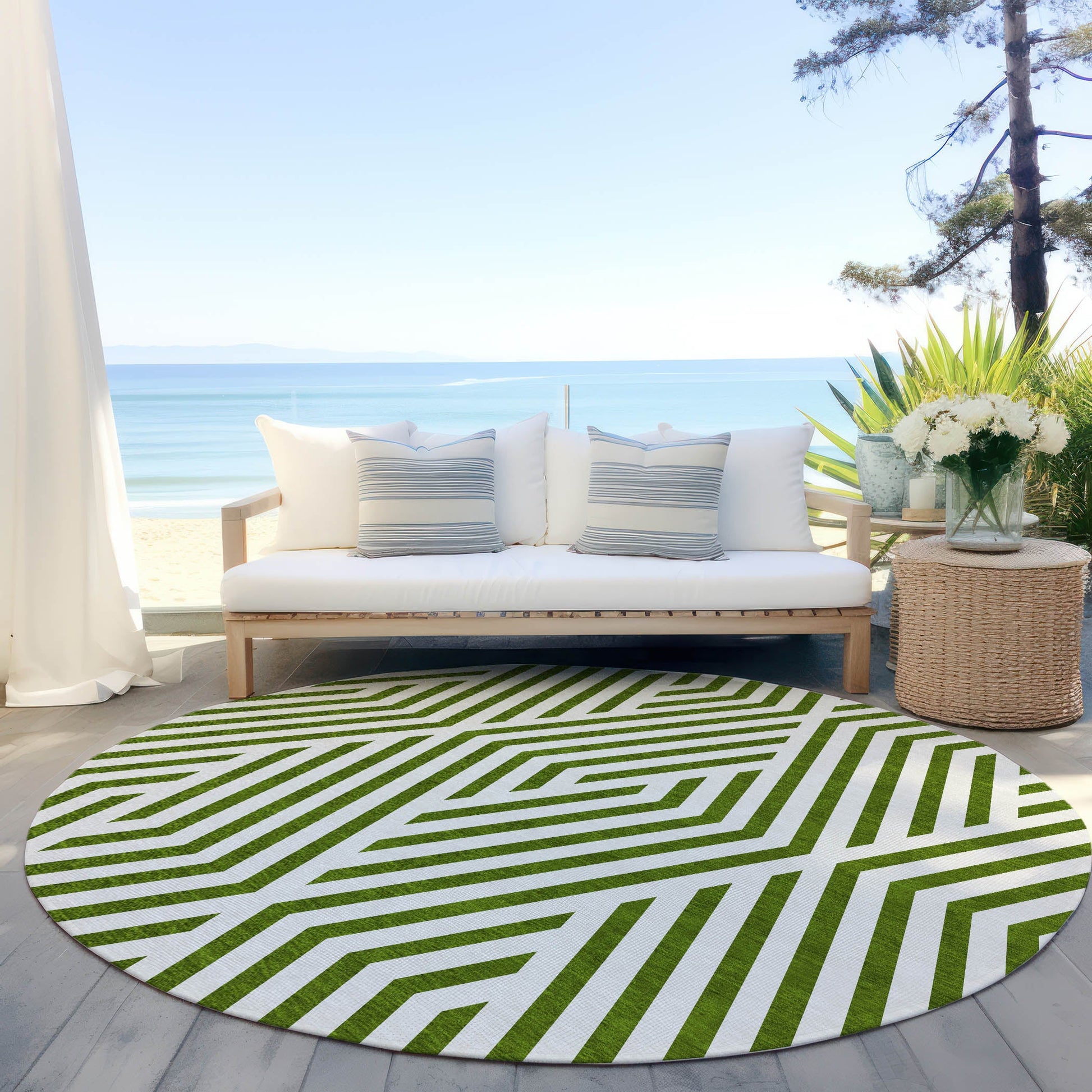 Addison Rugs Geometric Olive Washable Indoor-Outdoor Rug
