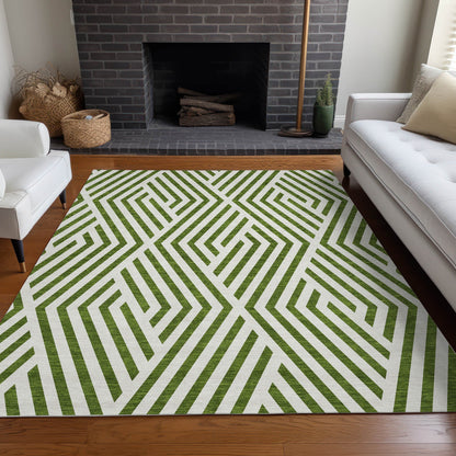 Addison Rugs Geometric Olive Washable Indoor-Outdoor Rug