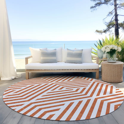 Addison Rugs Geometric Orange Washable Indoor-Outdoor Rug