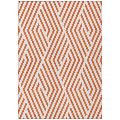 Addison Rugs Geometric Orange Washable Indoor-Outdoor Rug