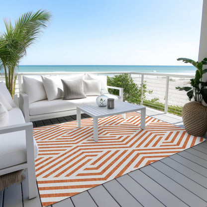 Addison Rugs Geometric Orange Washable Indoor-Outdoor Rug