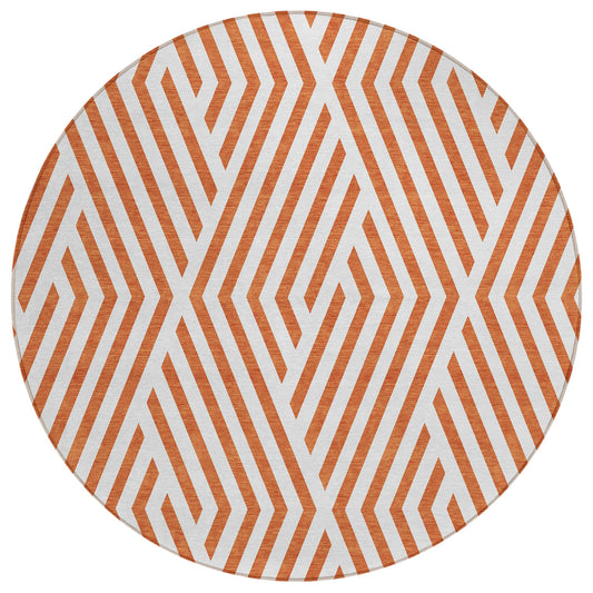 Addison Rugs Geometric Orange Washable Indoor-Outdoor Rug