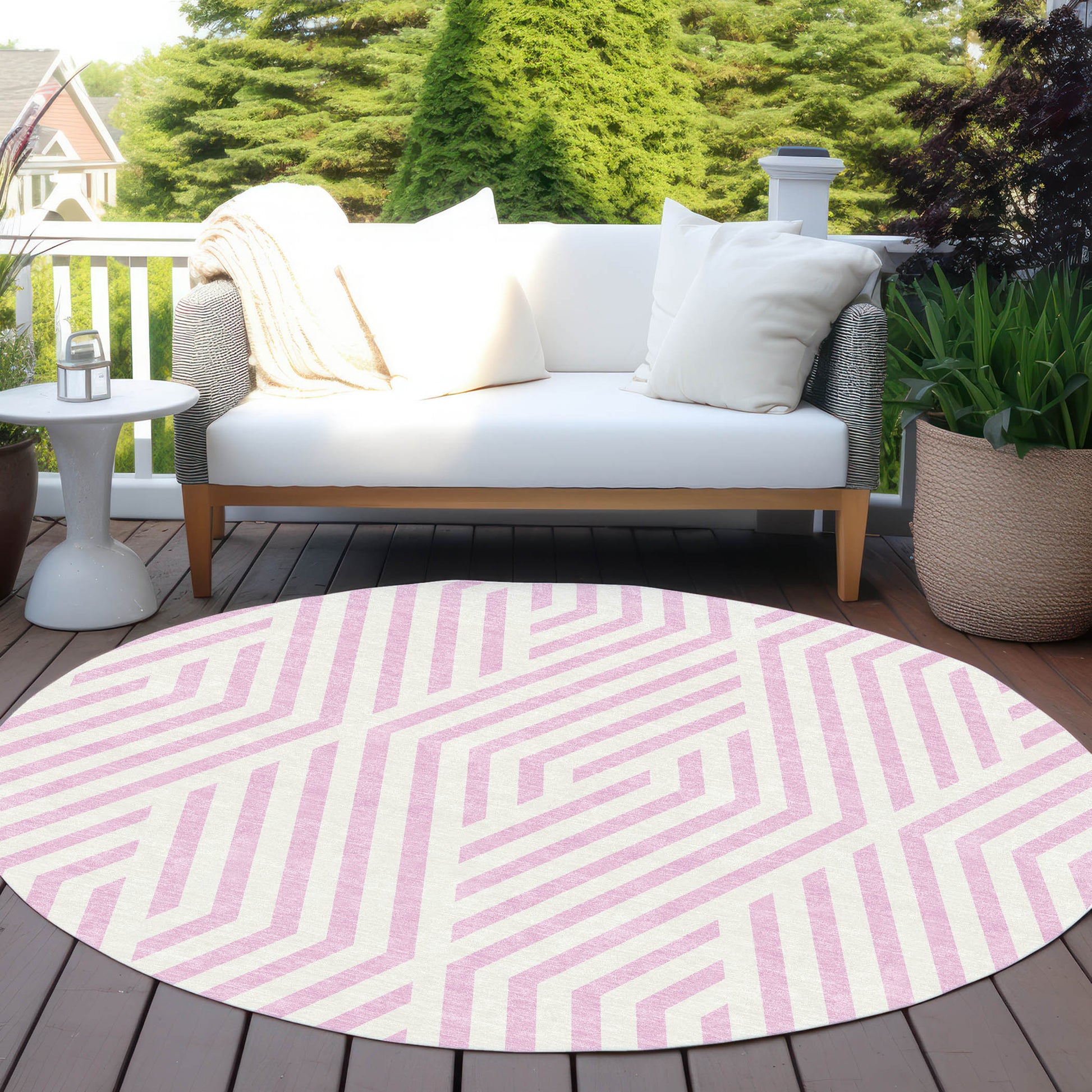 Addison Rugs Geometric Pink Washable Indoor-Outdoor Rug