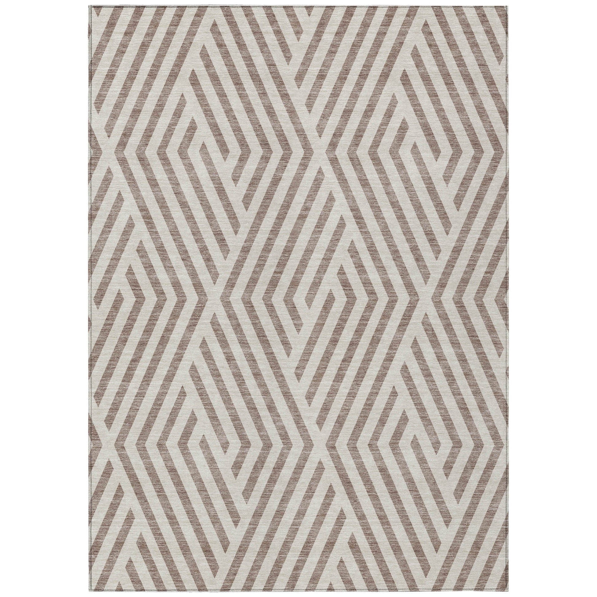 Addison Rugs Geometric Taupe Washable Indoor-Outdoor Rug
