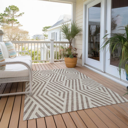 Addison Rugs Geometric Taupe Washable Indoor-Outdoor Rug