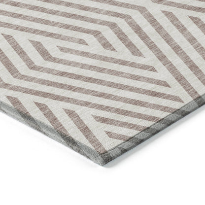 Addison Rugs Geometric Taupe Washable Indoor-Outdoor Rug