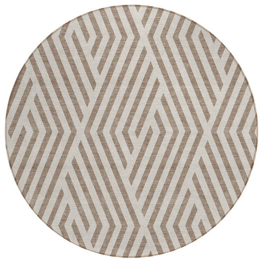 Addison Rugs Geometric Taupe Washable Indoor-Outdoor Rug