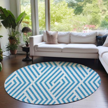 Addison Rugs Geometric Teal Washable Indoor-Outdoor Rug