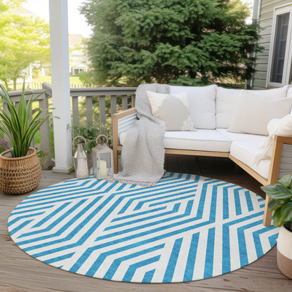 Addison Rugs Geometric Teal Washable Indoor-Outdoor Rug