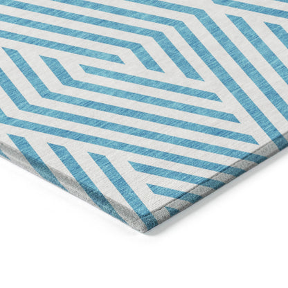 Addison Rugs Geometric Teal Washable Indoor-Outdoor Rug