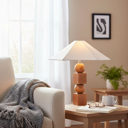 LH Home Geometric Wooden Table Lamp
