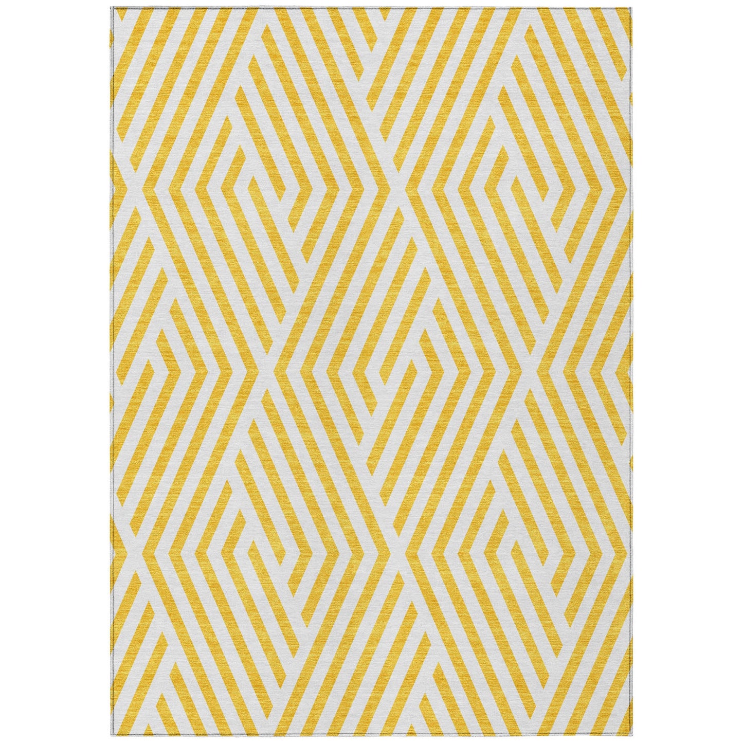 Addison Rugs Geometric Yellow Washable Indoor-Outdoor Rug