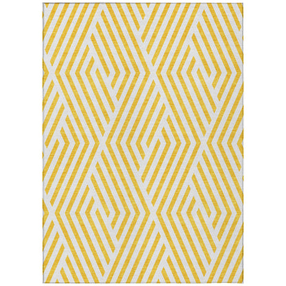 Addison Rugs Geometric Yellow Washable Indoor-Outdoor Rug