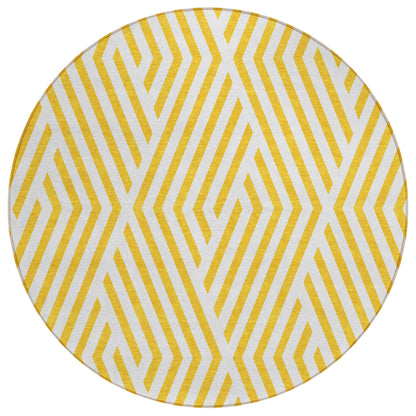 Addison Rugs Geometric Yellow Washable Indoor-Outdoor Rug